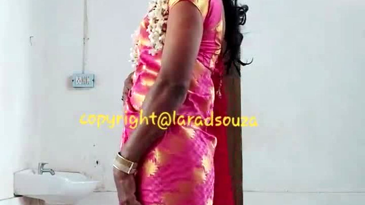 Indian femboy Lara D'Souza in saree fetish play